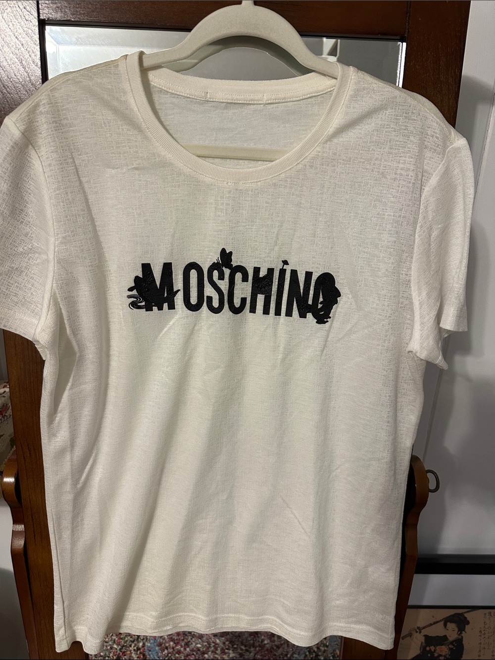 Unique and very classy Moschino White Tee with Black Logo - Picture 3 of 3